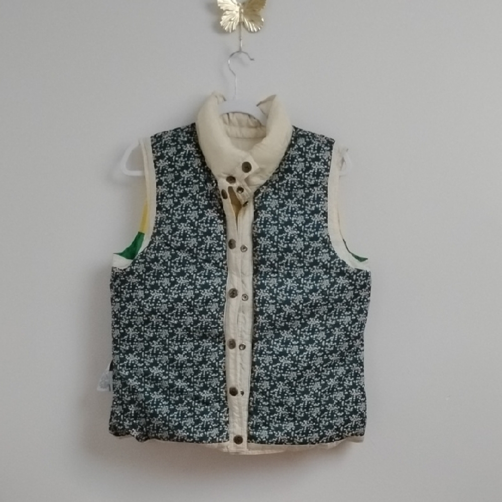 *RARE* 90s Y2K Vintage Old Navy Striped Chevron/Floral Reversible Puffer Vest - Picture 13 of 16